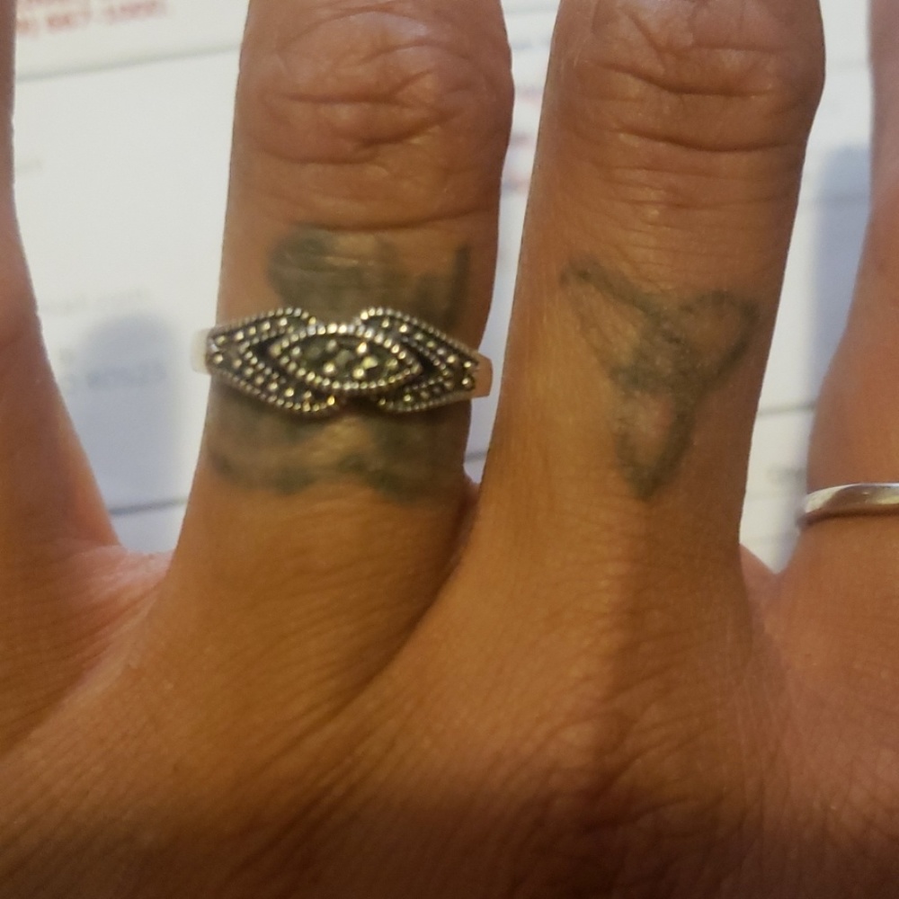 Evil Eye Marcasite Ring Sterling Silver
